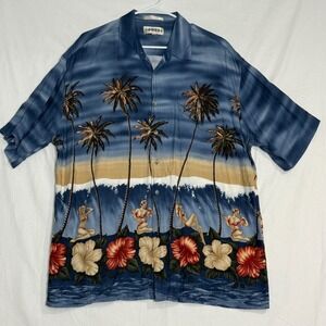 Campia Moda ‎ Floral Hawaiian X Large Rayon Short Sleeve Shirt Girls in Bikinis